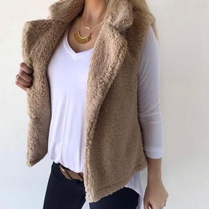Everly fuzzy camel colored vest